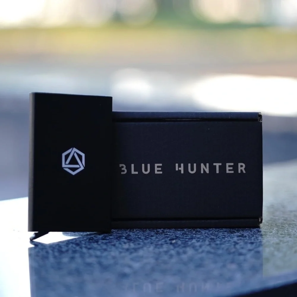 Brand New Blue Hunter Pop Up Slim Metal Card Holder Wallet RFID Case Minimalist